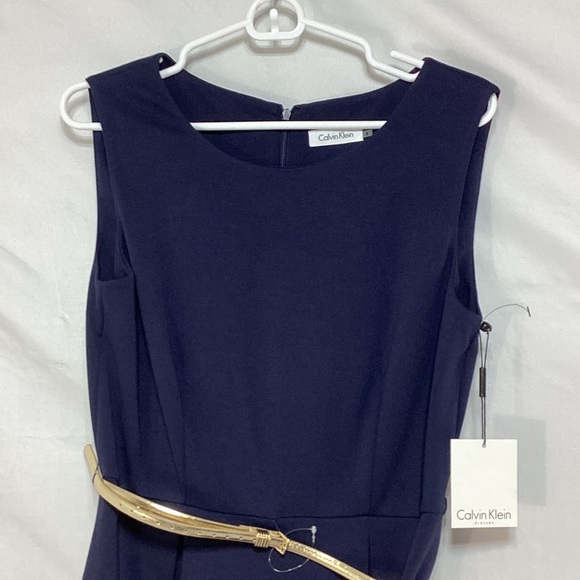NWT Calvin Klein Size 8 Navy and White Midi Dress - Picture 2 of 12